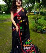 Beautiful Soft Black Khesh Khadi Saree With Blouse Piece