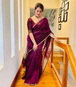 Exclusive Maroon Cotton Silk Handloom Ghicha Pallu With Blouse Piece