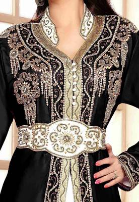 Black & White color Handmade Moroccan Kaftan with hijjab 2
