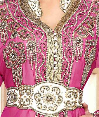 Pink and White Georgette Zari Work Kaftan 2