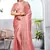Peach Heavy Zari Embroidered Siroski Stone Border Art Silk Party Wear Saree With Matching Blouse Piece