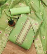 Pista Chanderi Banarasi silk zari woven design dress material