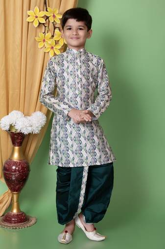 Nfc creation embroidery sequins work dupion silk kurta and dhoti pant set for boys