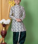 embroidery sequins work dupion silk kurta and dhoti pant set for boys