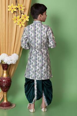 embroidery sequins work dupion silk kurta and dhoti pant set for boys 2