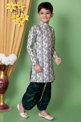 embroidery sequins work dupion silk kurta and dhoti pant set for boys 4