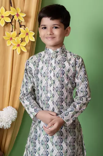 embroidery sequins work dupion silk kurta and dhoti pant set for boys