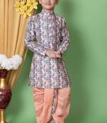Nfc Creation's Dupion Silk Printed Multicolor Kids Dhoti Kurta Set