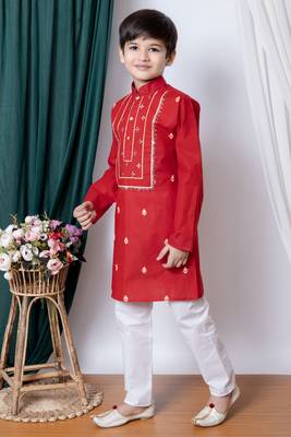 Nfc creation embroidery work cotton kurta and pajama set for boys 3