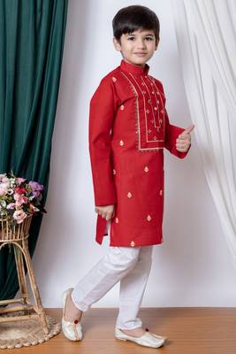 Nfc creation embroidery work cotton kurta and pajama set for boys 4