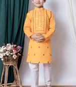 embroidery work cotton kurta and pajama set for boys