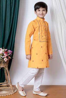 embroidery work cotton kurta and pajama set for boys 3