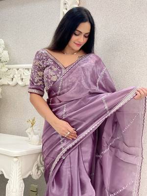 Lavender Silk Blend Saree 3