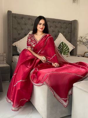 Maroon Zimmy choo Silk Designer Embroidery work of 3mm Sequins work saree 5