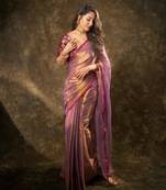 Attractive Purple Fendy Silk Saree with Jacquard Weaving Blouse