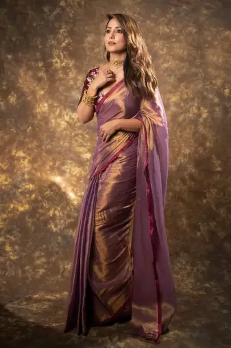 Attractive Purple Fendy Silk Saree with Jacquard Weaving Blouse