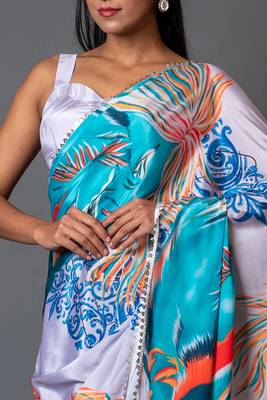 Kalki crepe digital printed saree with unstitched blouse piece 2