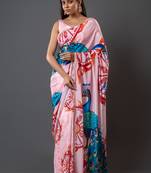 Pankh crepe digital printed saree  with unstitched blouse piece