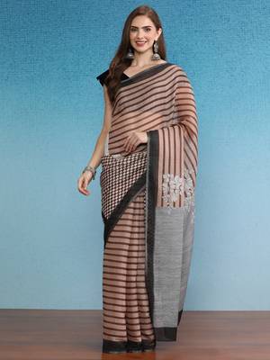 Cotton Zari Tissue Printed Saree With Blouse Piece 1