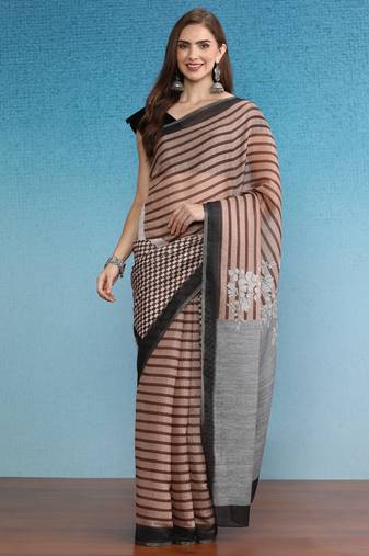 Cotton Zari Tissue Printed Saree With Blouse Piece