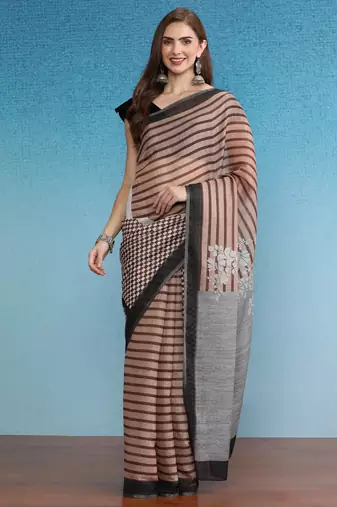 Cotton Zari Tissue Printed Saree With Blouse Piece