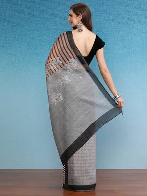 Cotton Zari Tissue Printed Saree With Blouse Piece 2