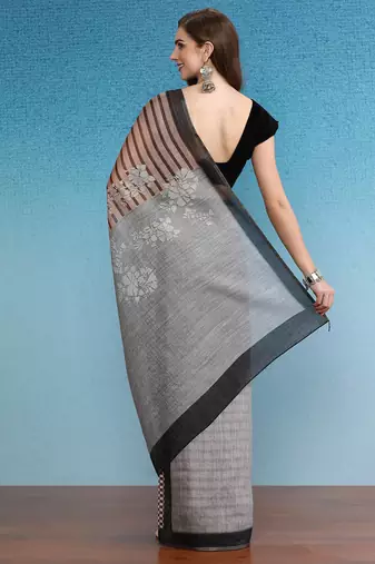 Cotton Zari Tissue Printed Saree With Blouse Piece