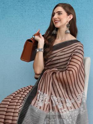 Cotton Zari Tissue Printed Saree With Blouse Piece 3