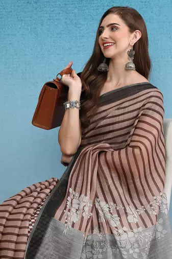 Cotton Zari Tissue Printed Saree With Blouse Piece