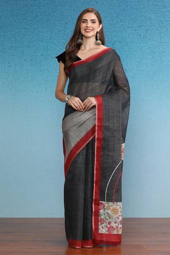 Cotton Zari Tissue Printed Saree With Blouse Piece