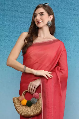 Cotton Zari Tissue Printed Saree With Blouse Piece