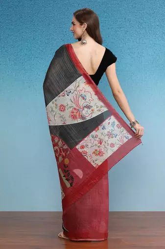 Cotton Zari Tissue Printed Saree With Blouse Piece