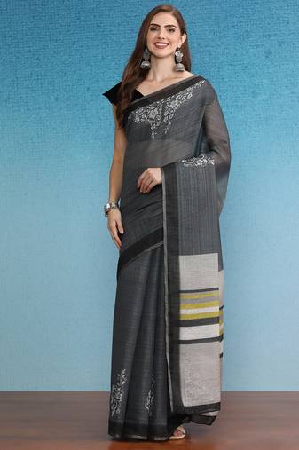 Cotton Zari Tissue Printed Saree With Blouse Piece
