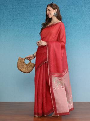 Cotton Zari Tissue Printed Saree With Blouse Piece 4