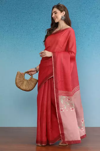 Cotton Zari Tissue Printed Saree With Blouse Piece