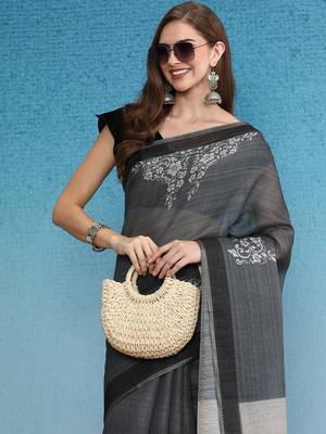Cotton Zari Tissue Printed Saree With Blouse Piece 3