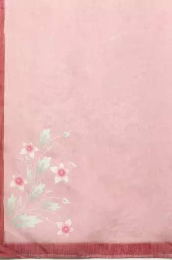 Cotton Zari Tissue Printed Saree With Blouse Piece