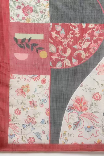 Cotton Zari Tissue Printed Saree With Blouse Piece