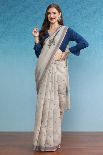 Cotton Zari Tissue Printed Saree With Blouse Piece