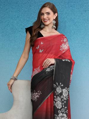 Cotton Zari Tissue Printed Saree With Blouse Piece 3