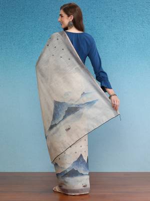 Cotton Zari Tissue Printed Saree With Blouse Piece 2