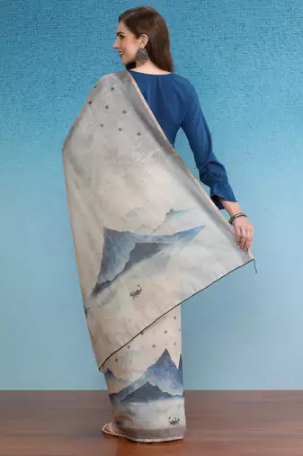 Cotton Zari Tissue Printed Saree With Blouse Piece