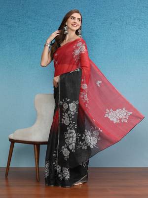 Cotton Zari Tissue Printed Saree With Blouse Piece 4