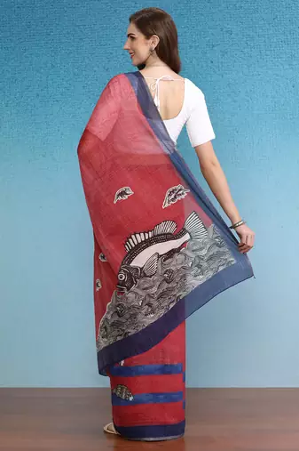 Cotton Zari Tissue Printed Saree With Blouse Piece
