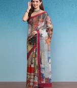 Cotton Zari Tissue Printed Saree With Blouse Piece