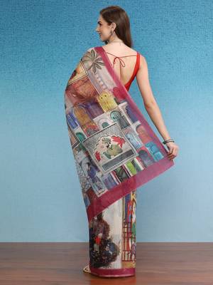 Cotton Zari Tissue Printed Saree With Blouse Piece 2