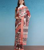 Soft Silk Zari Border Digital Printed Saree With Blouse Piece