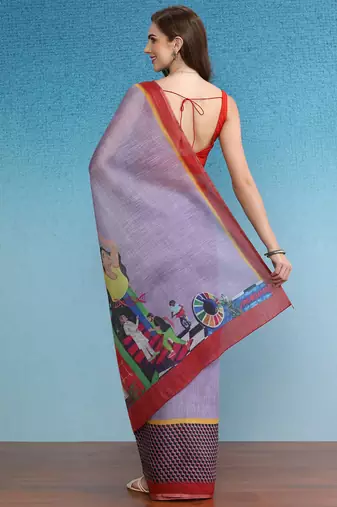 Cotton Zari Tissue Printed Saree With Blouse Piece