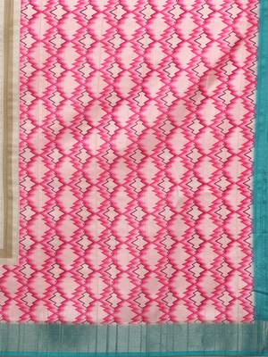 Chevron Striped Digital Printed Colorblocked Saree With Blouse Piece 5