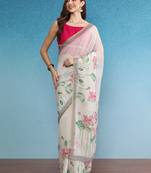 Chanderi Cotton Digital Printed Saree With Blouse Piece